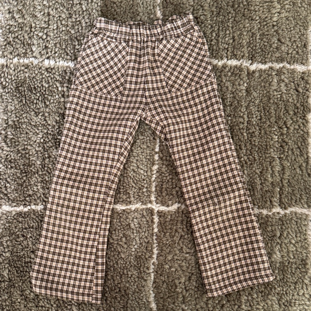 Zara Kids Brown Checkered Casual Bottoms